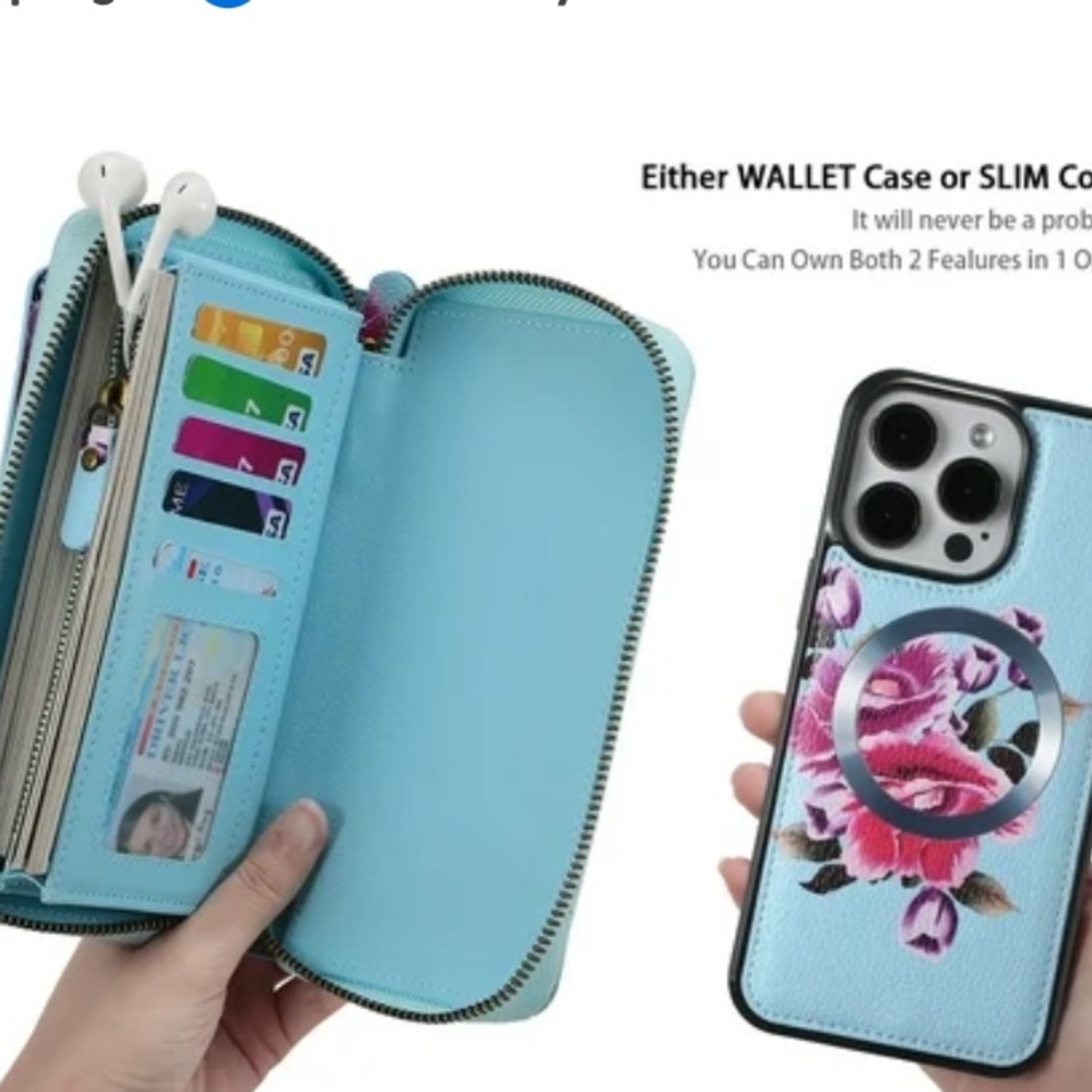 RFID Sky Blue Floral Wallet Case - Picture 12 of 14